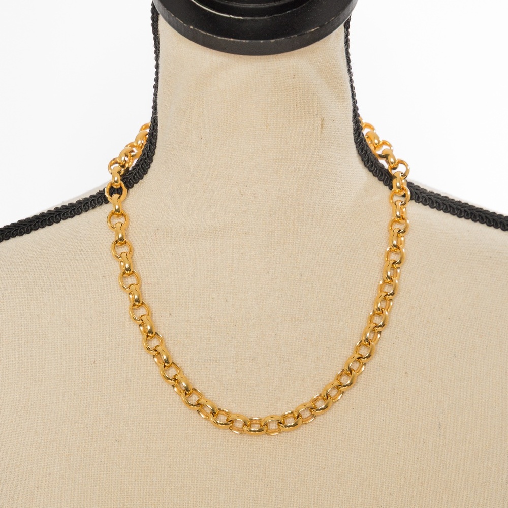 Rolo style chain yellow gold over stainless steel Steel by Design